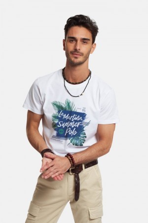 T Shirt La Martina ανδρικα Regular-fit βαμβακερα ασπρα | JGH-1035