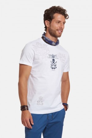 T Shirt La Martina ανδρικα Regular-fit βαμβακερα ασπρα | WLW-4104