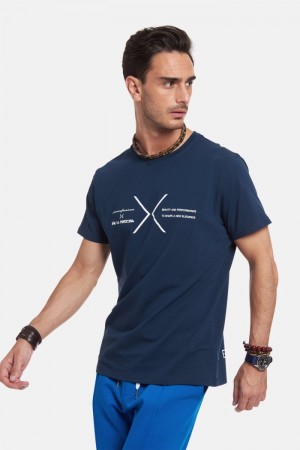 T Shirt La Martina ανδρικα Regular-fit βαμβακερα σκουρο μπλε | PQE-2739