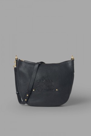 τσαντα La Martina γυναικεια δερματινα Crossbody Half-moon μαυρα | XYM-4900