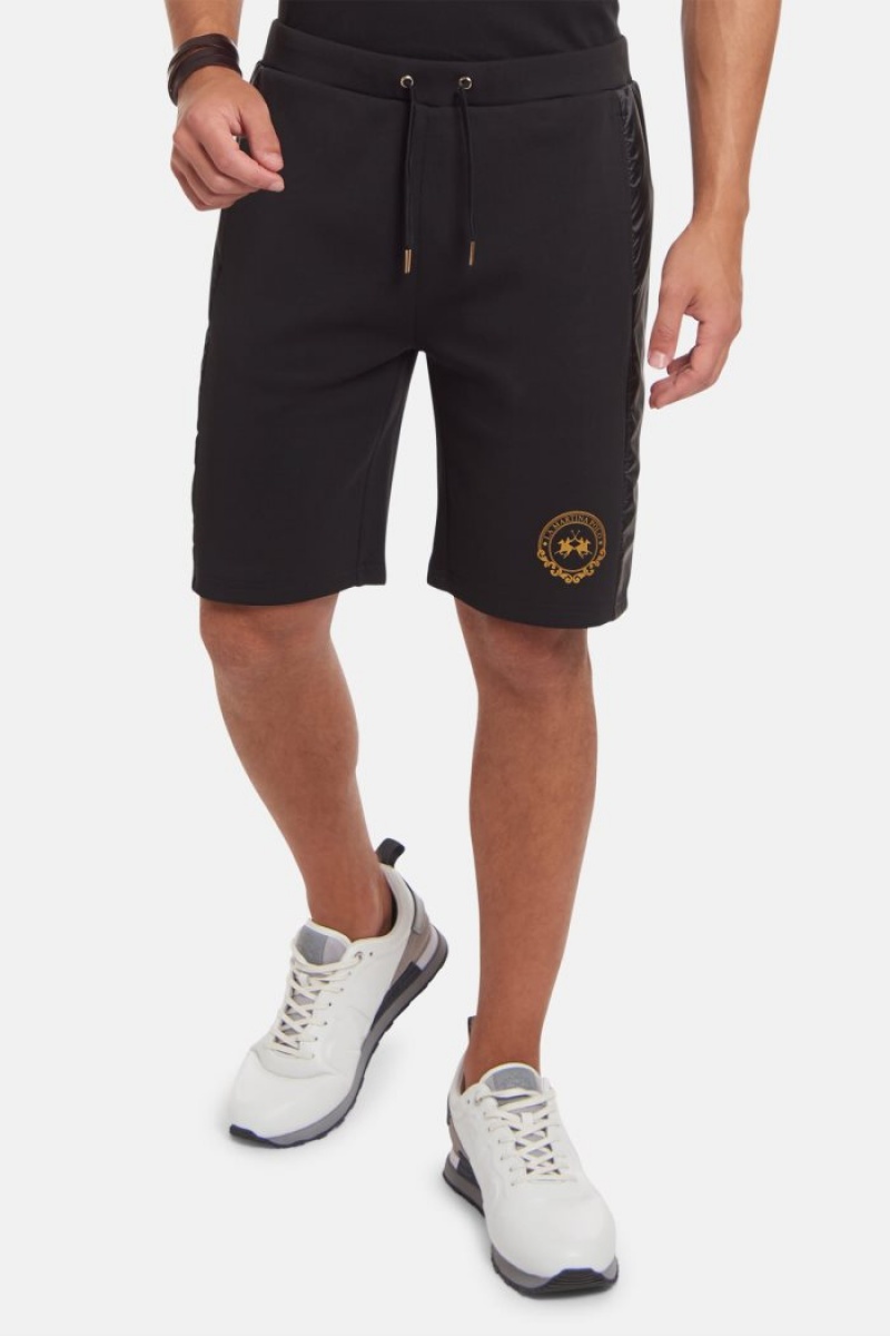 Joggers La Martina ανδρικα Regular-fit 100% βαμβακερα Sports μαυρα | MWG-8751