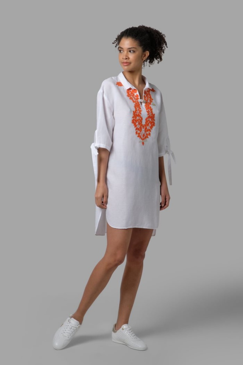 Kaftan La Martina γυναικεια Regular-fit Linen-blend ασπρα | ZDQ-7013