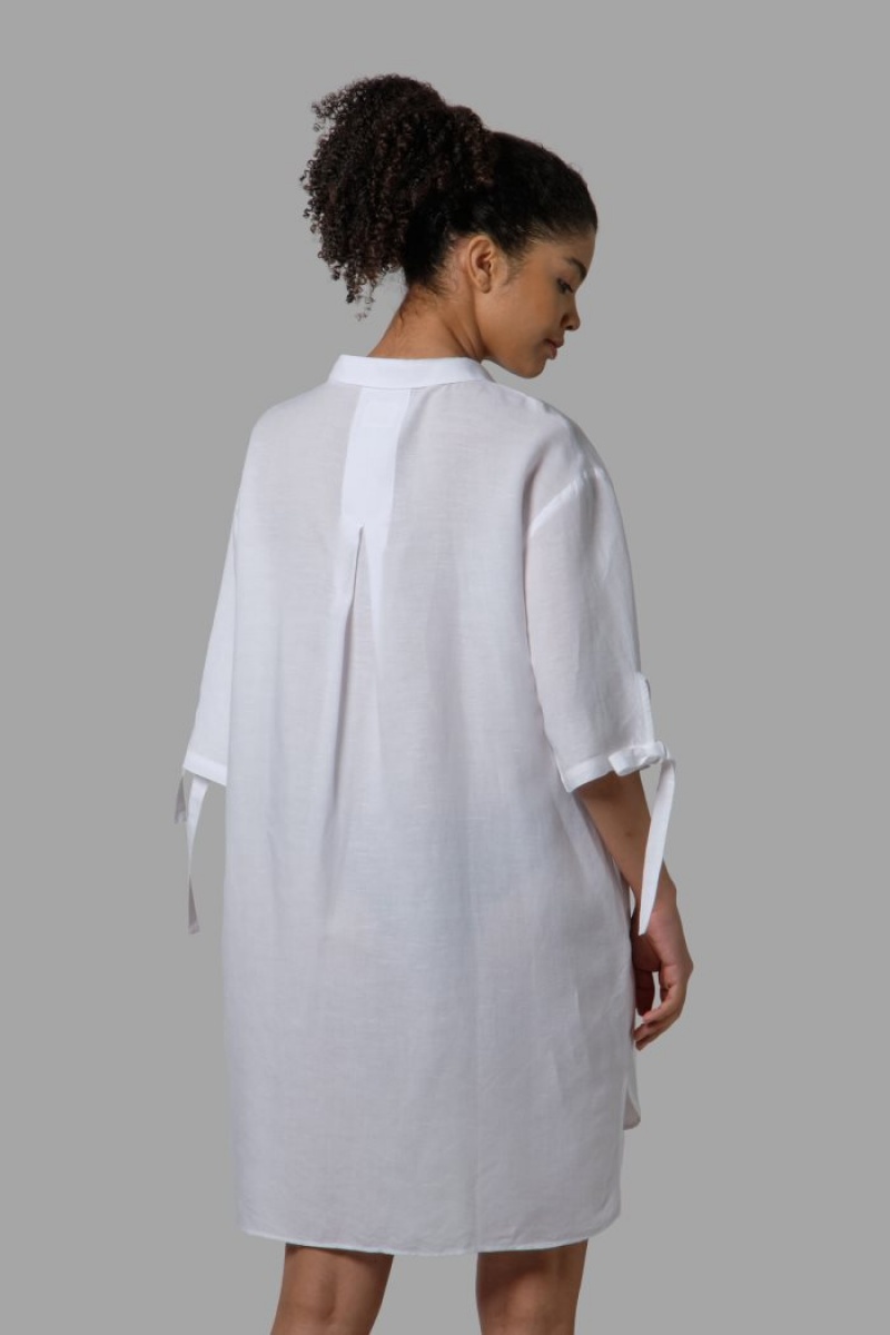 Kaftan La Martina γυναικεια Regular-fit Linen-blend ασπρα | ZDQ-7013