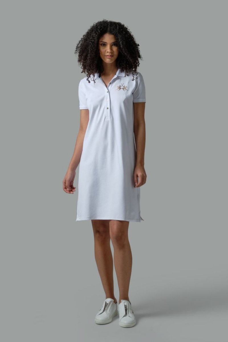 Polo Dress La Martina γυναικεια Regular-fit ασπρα | SXI-7788