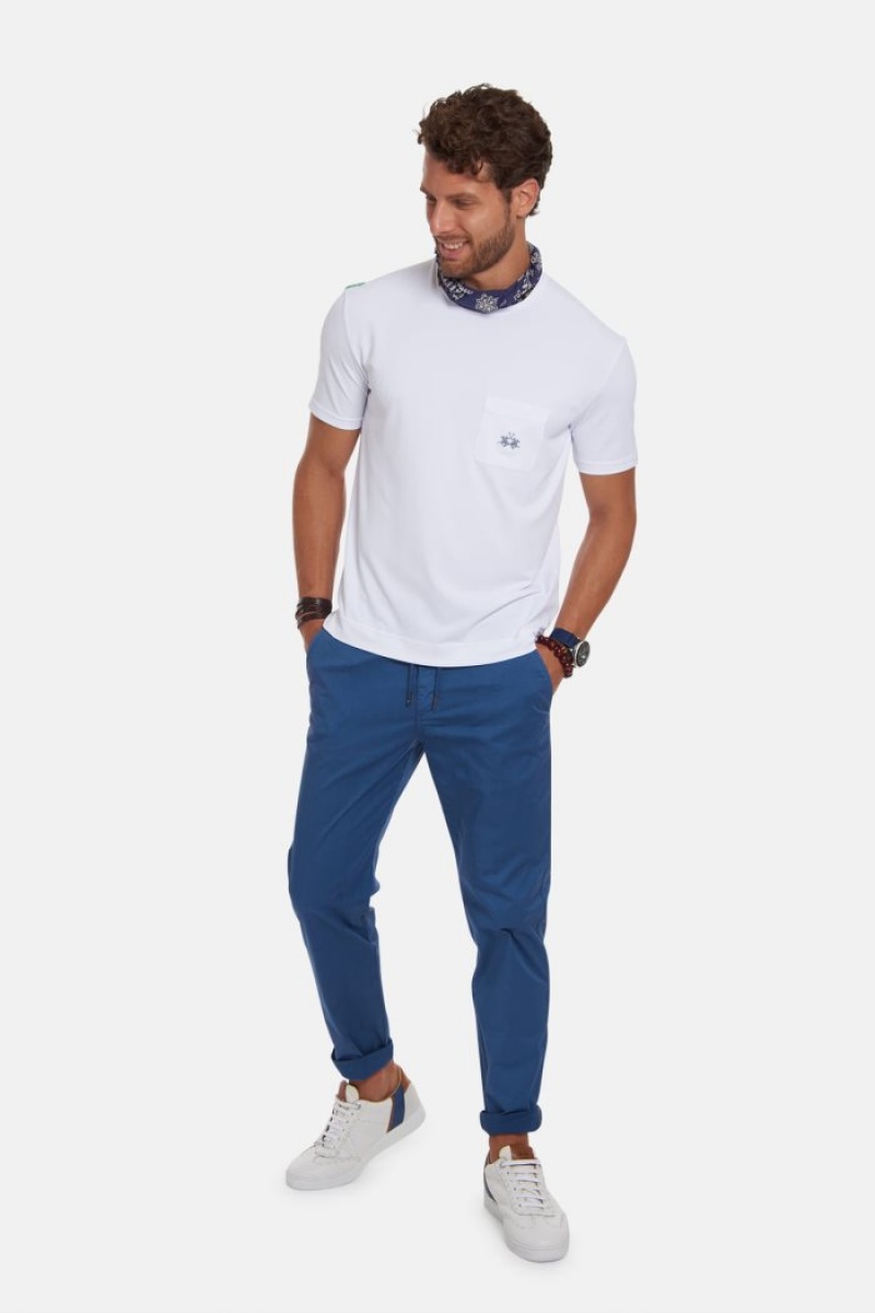 Παντελόνι Chino La Martina ανδρικα Regular-fit Stretch βαμβακερα μπλε | IVI-8629