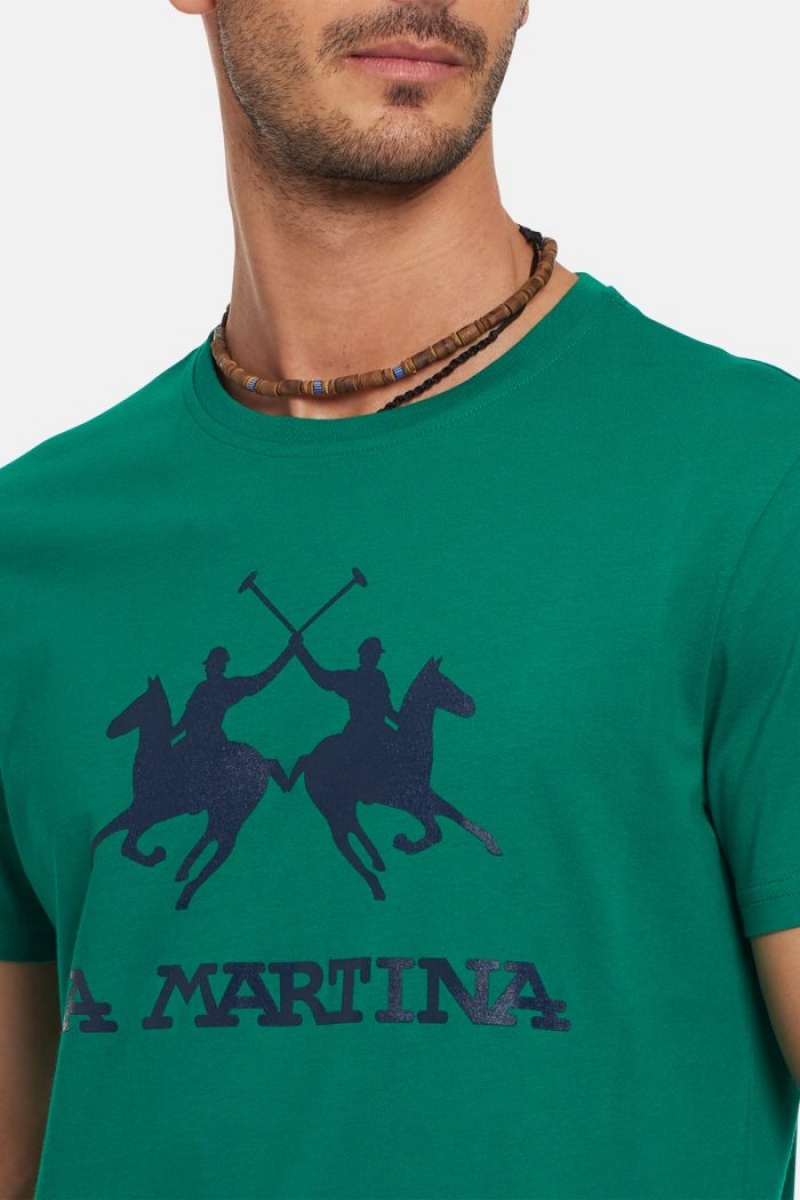 T Shirt La Martina ανδρικα Regular-fit βαμβακερα πρασινο | BJE-9580