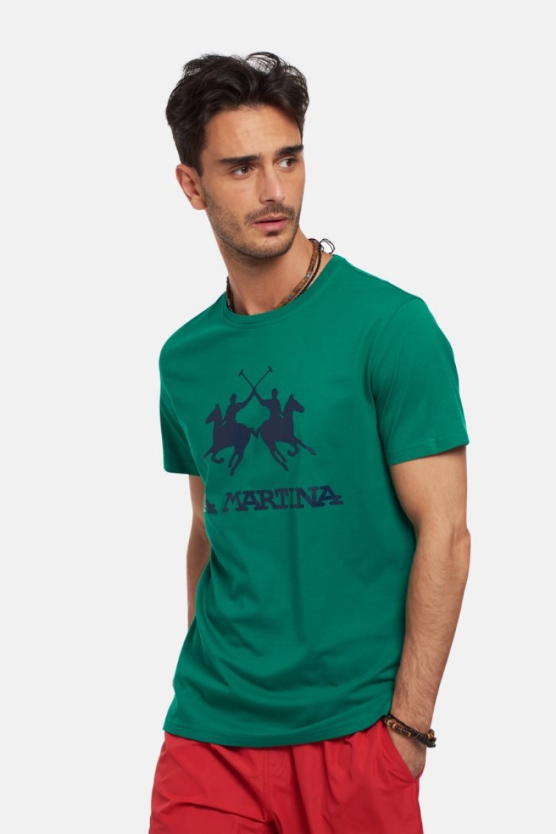 T Shirt La Martina ανδρικα Regular-fit βαμβακερα πρασινο | BJE-9580