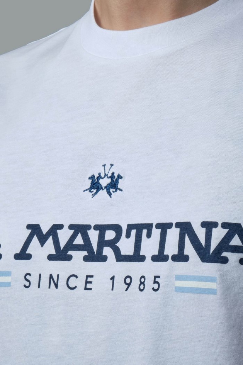 T Shirt La Martina ανδρικα Regular-fit βαμβακερα ασπρα | IVG-8198