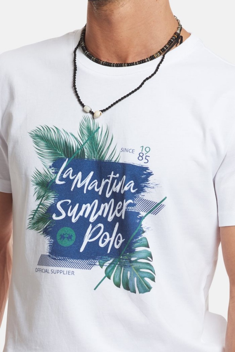 T Shirt La Martina ανδρικα Regular-fit βαμβακερα ασπρα | JGH-1035