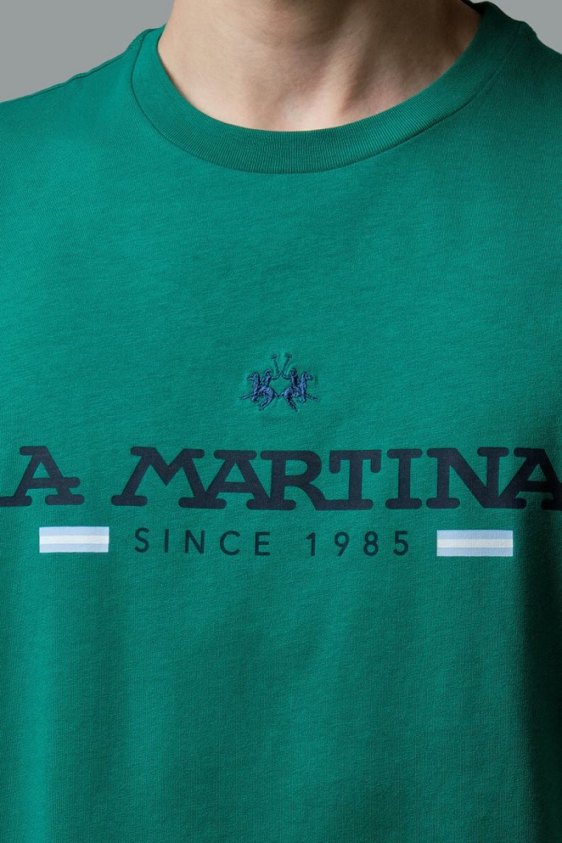 T Shirt La Martina ανδρικα Regular-fit βαμβακερα πρασινο | RSS-4814