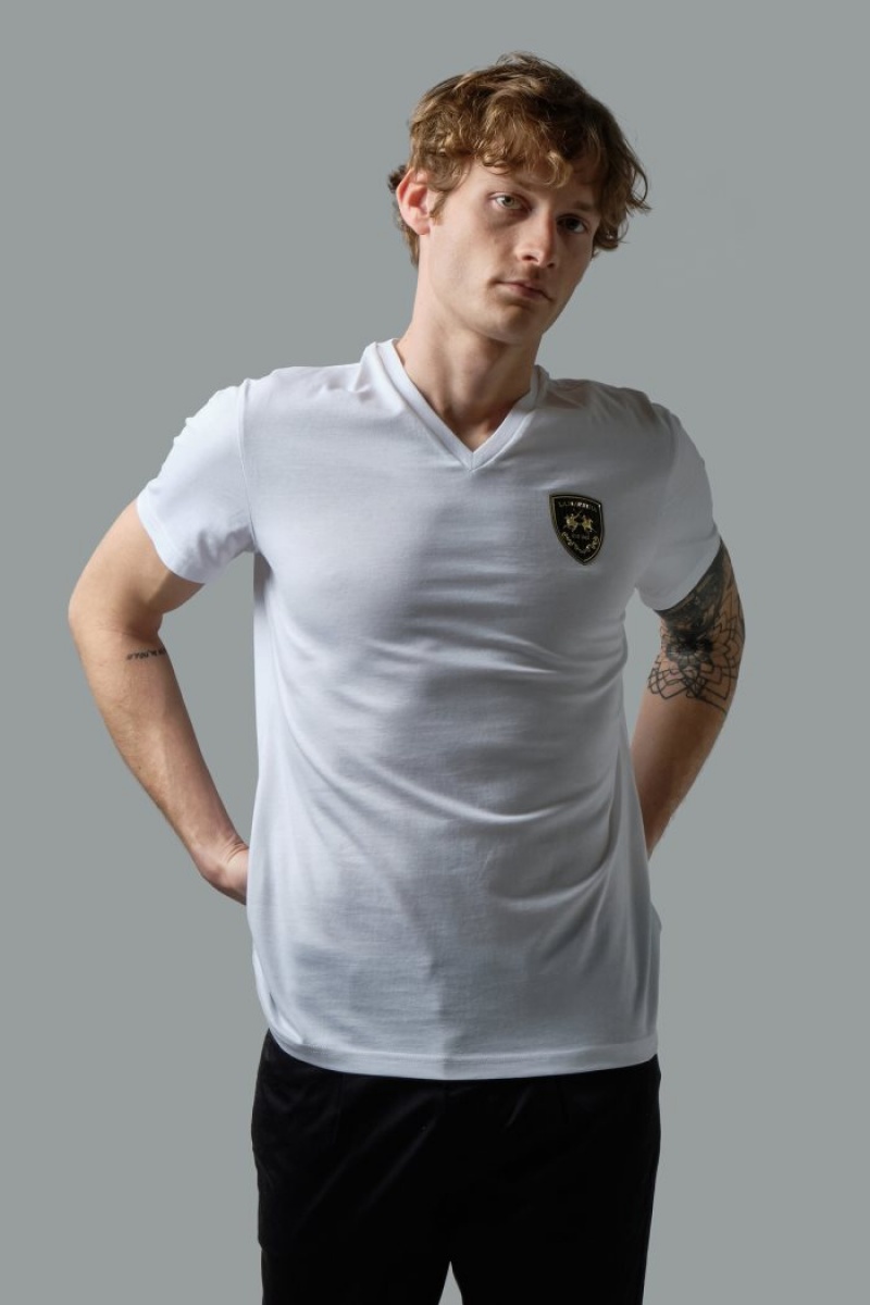 T Shirt La Martina ανδρικα Regular-fit βαμβακερα ασπρα | VRS-9055