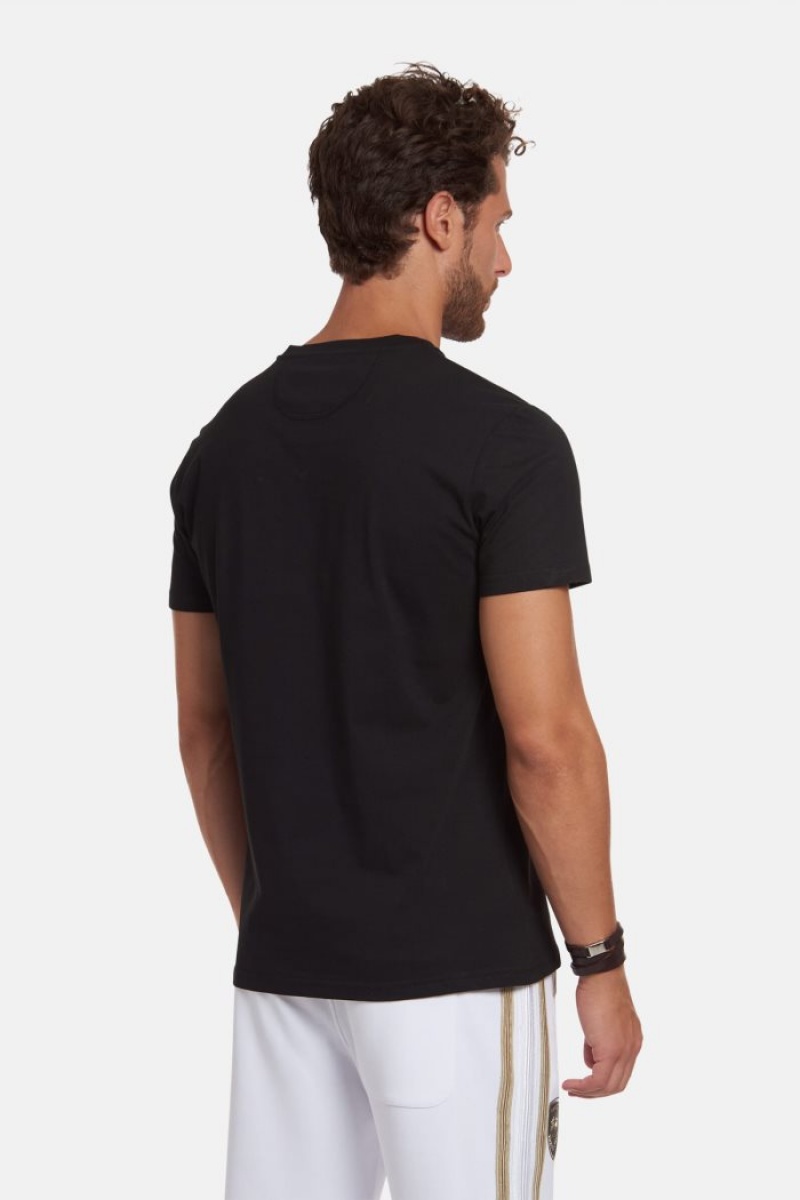 T Shirt La Martina ανδρικα Regular-fit βαμβακερα μαυρα | WAH-6667