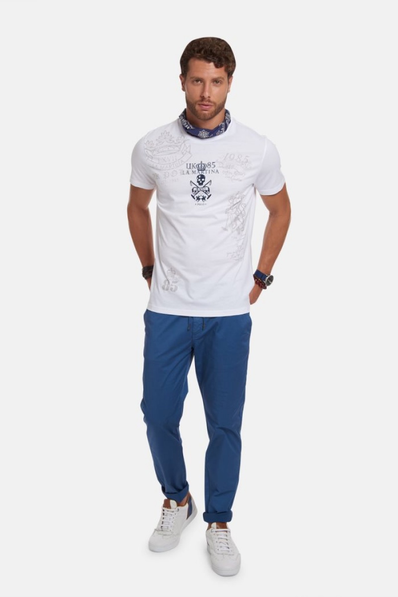 T Shirt La Martina ανδρικα Regular-fit βαμβακερα ασπρα | WLW-4104