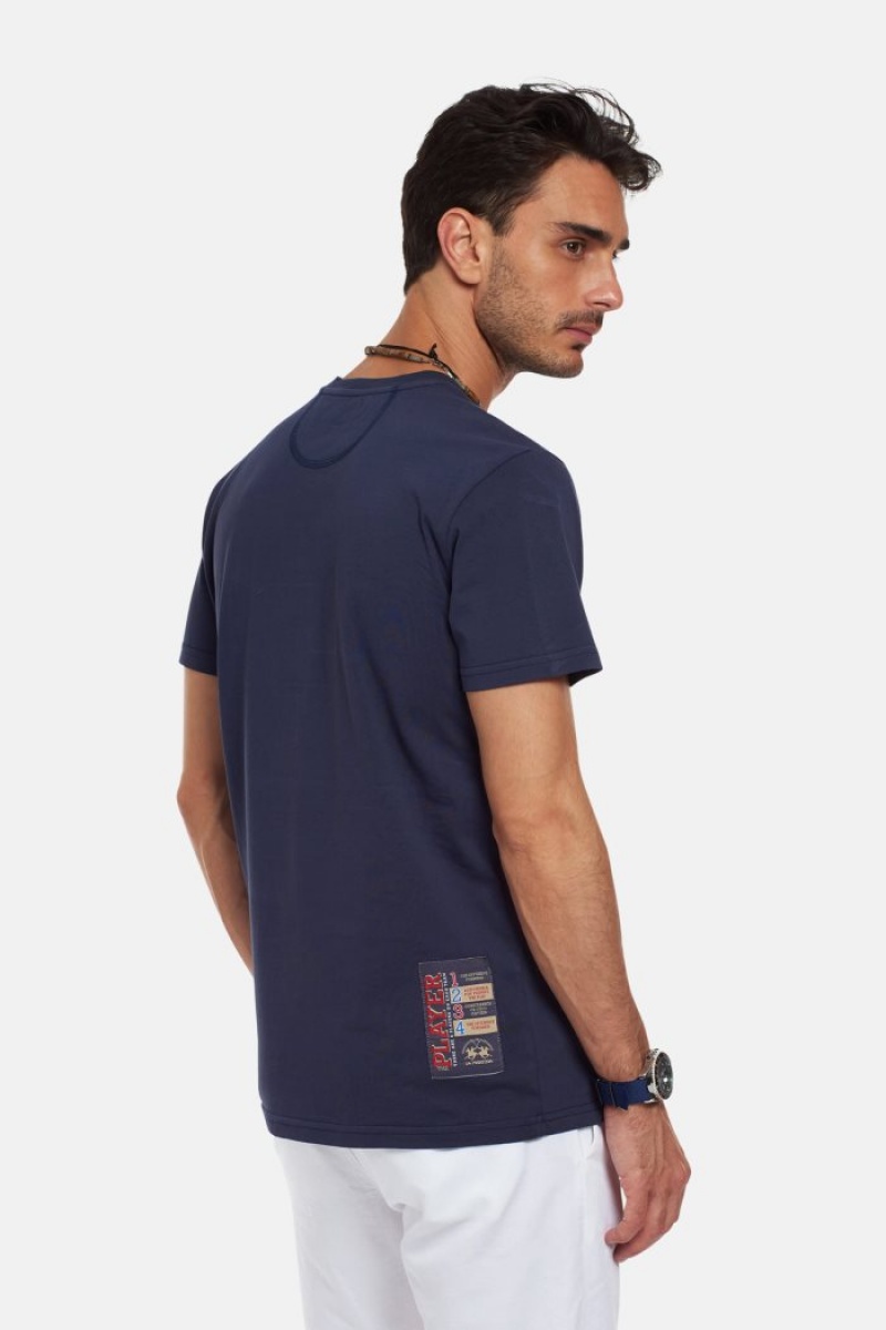 T Shirt La Martina ανδρικα Regular-fit βαμβακερα σκουρο μπλε | JDT-1141