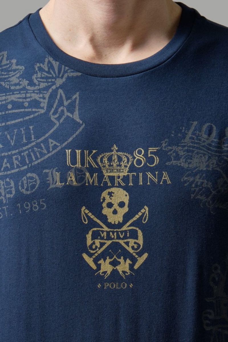 T Shirt La Martina ανδρικα Regular-fit βαμβακερα σκουρο μπλε | PLZ-3257