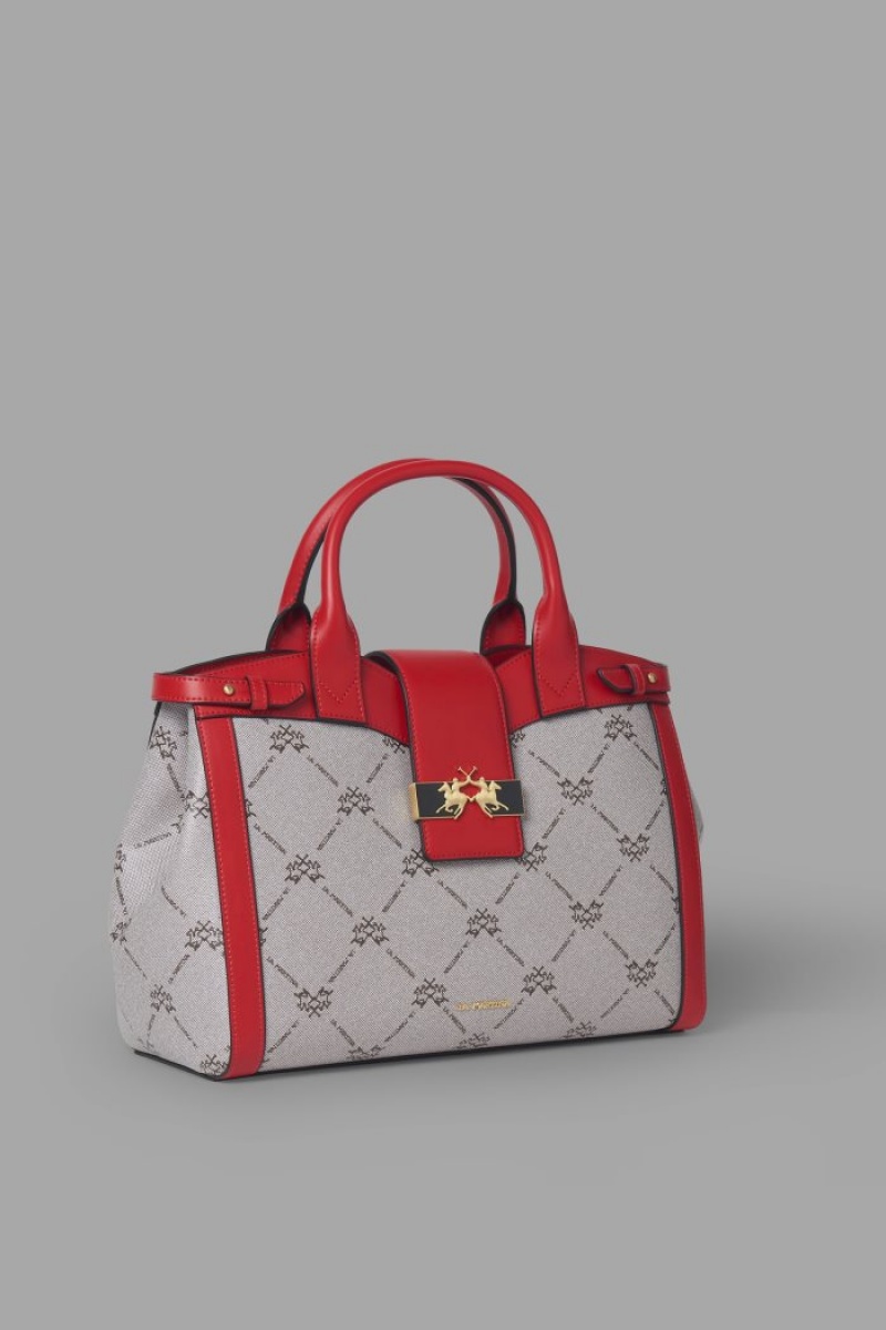 satchel τσαντεσ La Martina γυναικεια Featuring An All-over Logo Print κοκκινα | OWW-9579